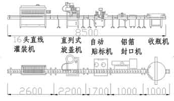 16頭灌裝旋蓋封口貼標(biāo)生產(chǎn)線